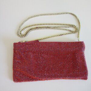 Benedetta Bruzziches Your Best Friend Pink Crystal Mesh Crossbody Handbag